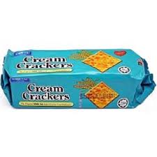 Two blue packets of Cream Crackers placed side by side, showing the orange diamond label on each package.