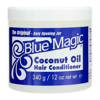 Container of Blue Magic Coconut Oil Hair Conditioner, Original Easy Opening Jar, 340 g/net wt 12 oz