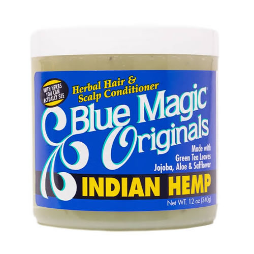 Blue Magic Organic Indian Hemp - 340g - Imavug Jar of Blue Magic Originals Indian Hemp herbal hair and scalp conditioner (with green tea leaves, jojoba, aloe, and safflower).