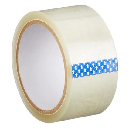 Roll of clear adhesive packing tape with a cardboard core.