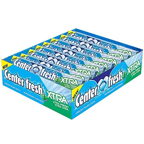 Center Fresh Xtra Gum1 - Imavug Display tray containing multiple packs of Center Fresh Xtra chewing gum in blue packaging.