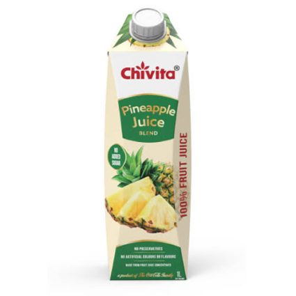 Chivita Pineapple Juice blend carton, 1L, featuring pineapple illustration and 100% fruit juice label.