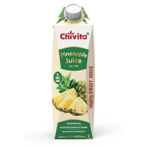 Chivita 100 Real Fruit Juice Pineapple 1L - Imavug Chivita Pineapple Juice blend carton, 1L, featuring pineapple illustration and 100% fruit juice label.