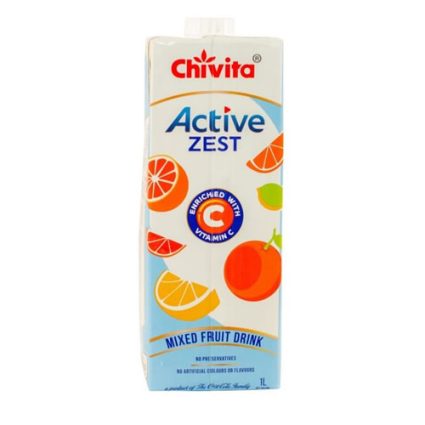 Chivita Active Zest mixed fruit drink carton with orange and citrus fruit graphics