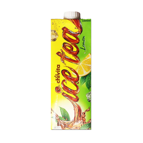 Chivita Ice Tea Fruit Drink 1L - Imavug Tall lemon juice carton (1000 ml) with a yellow-green gradient, lemon graphics, and a white cap.