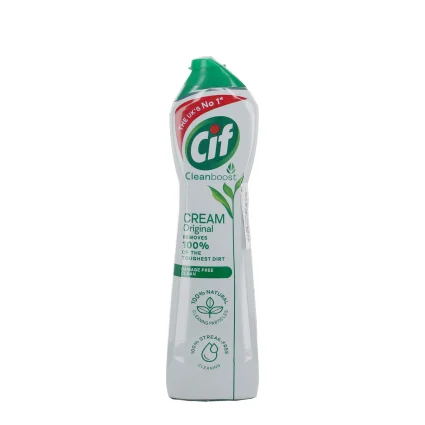 Cif Cream Original cleaning cream bottle with green cap and green logo on a white background
