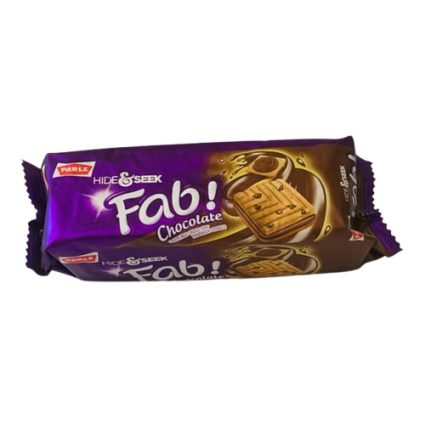 Purple-wrapped Fab! Chocolate wafer cookies in plastic packaging on a white background