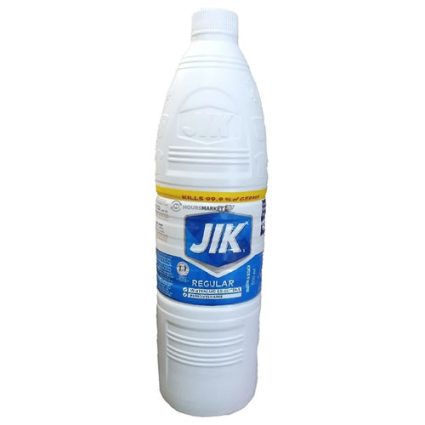 White plastic bottle of JIK Regular laundry bleach.