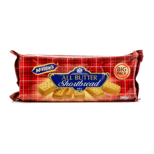 McVities All Butter Shortbread 280g - Imavug McVitie's All Butter Shortbread biscuits in a red plaid big-pack wrapper (280 g)
