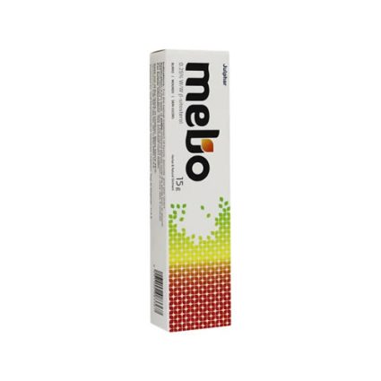 White beverage carton with a vertical 'meblo' logo and a gradient dotted pattern in green to red at the bottom.