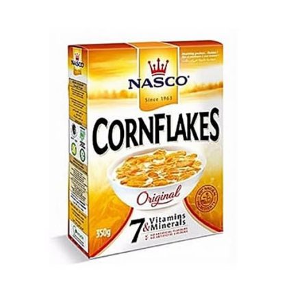 NASCO Cornflakes Original cereal box with a bowl of cornflakes on the front.