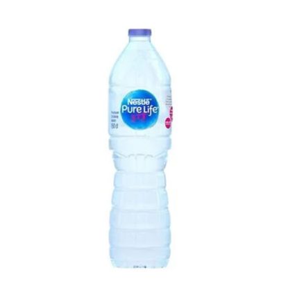 Nestlé Pure Life bottled water in a clear plastic bottle with a blue cap and blue label.