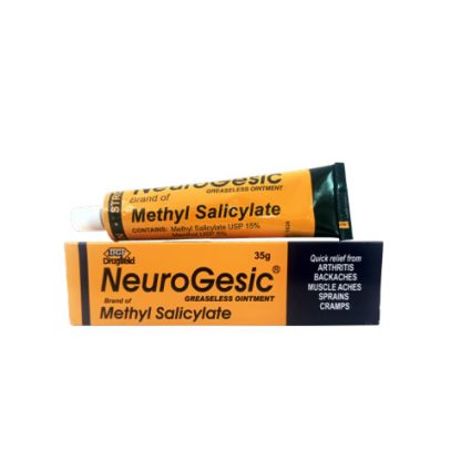 Two orange topical ointment tubes labeled with Methyl Salicylate, stacked one over the other (NeuroGesic brand).