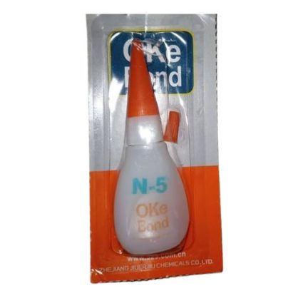 Blister-packaged bottle of N-5 OKe Bond glue with an orange applicator tip and white body.