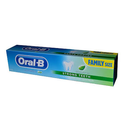 Oral-B Strong Teeth Family Size Toothpaste - Imavug Oral-B toothpaste box, family size, strong teeth formula, blue and green packaging