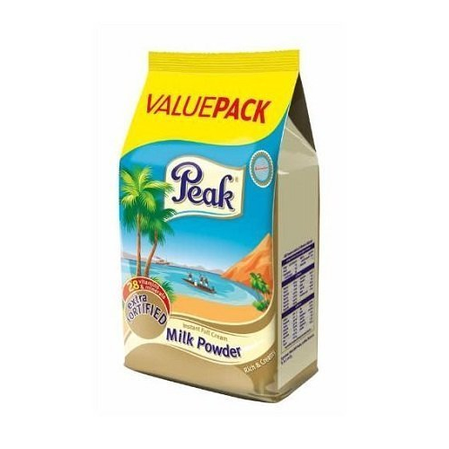 Peak 850g Full Cream Milk Refill - Imavug ValuePack Peak Milk Powder carton with a tropical island artwork and palm trees
