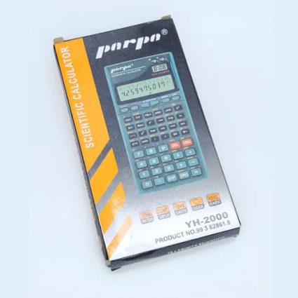 Boxed scientific calculator product (YH-2000) showing keypad and display screen on the front of the package