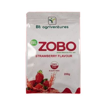 BT AgriVentures Zobo strawberry flavour drink mix, 200g, GMO-free and sugar-free pouch