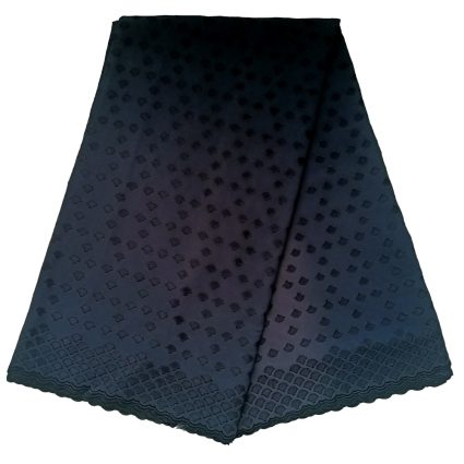 Dark blue fabric with embossed dot pattern, folded flat to show textured border along the bottom edge.