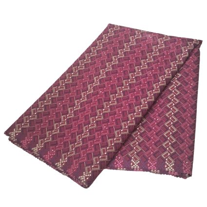 Maroon lace scarf with a cream geometric lattice pattern, folded diagonally
