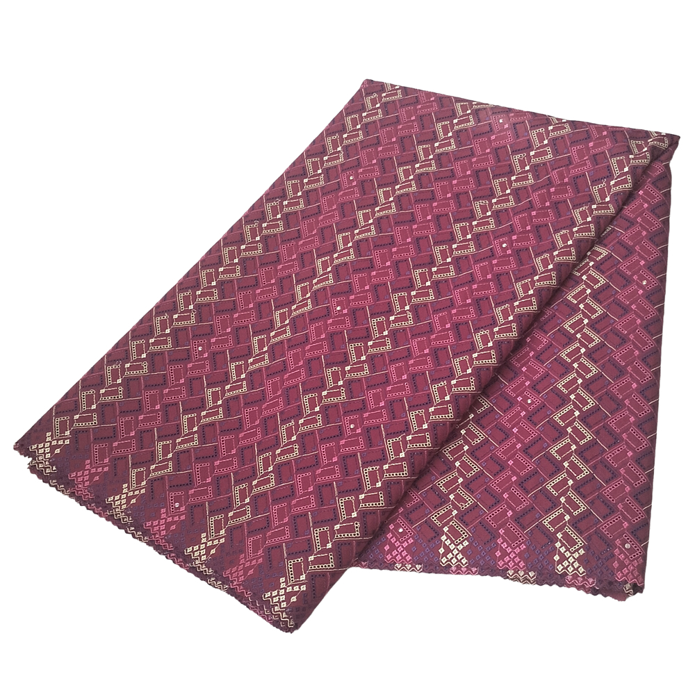 Premium Rose Pink and Wine Swiss Voile Lace Fabric with Geometric Chevron Zigzag Patterns 5 Yards - Imavug Maroon lace scarf with a cream geometric lattice pattern, folded diagonally