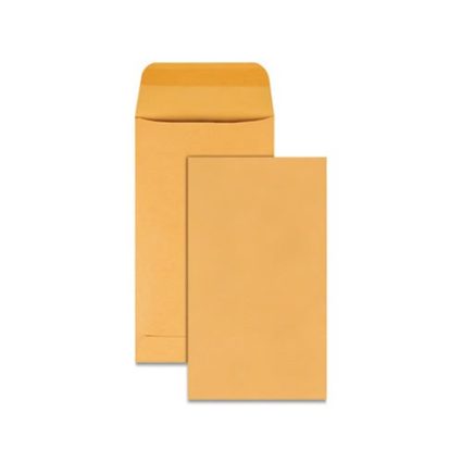 Two tan mailing items: a padded mailer standing upright behind a flat manila envelope in front.