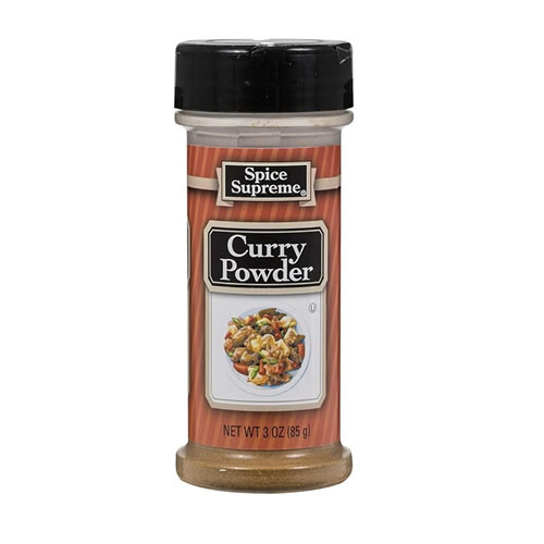 Spice Supreme Curry Powder 85g - Imavug Spice Supreme Curry Powder bottle with a black cap and label reading 'Curry Powder' beside a small image of a bowl of seasoned vegetables.