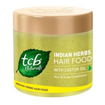 TCB Naturals Indian Herbs Hair Food jar with castor oil, a hair and scalp conditioner for healthy hair care