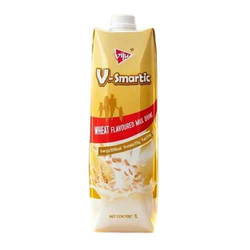 Viju V-Smartic Wheat Flavoured Milk Drink 1L - Imavug 1L carton of V-smart Wheat Flavoured Milk Drink in yellow packaging.