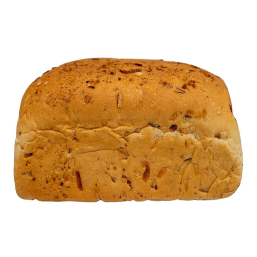 coconut bread - Imavug Loaf of almond-studded bread on a white background