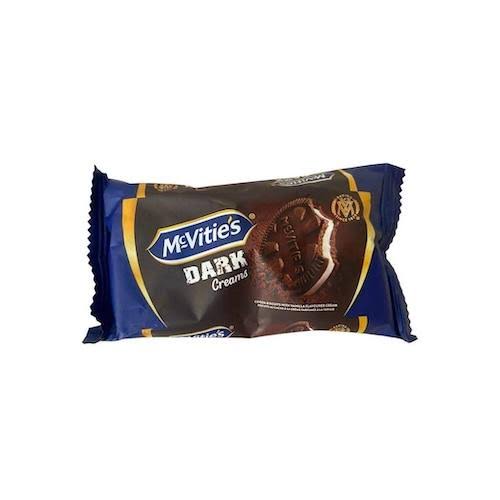 mcvities dark creams44g - Imavug McVitie's Dark Creams chocolate biscuit package in blue and brown wrapper