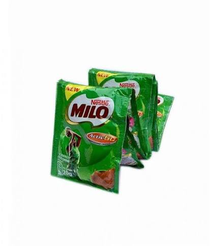 milo sachet nestle milo 14g - Imavug Three Nestlé Milo instant drink sachets in green packaging, fanned out on a white background.