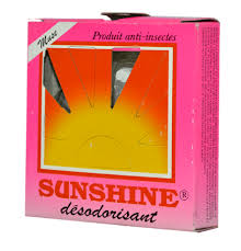 Pink Sunshine deodorant box with an orange sun graphic on the front.
