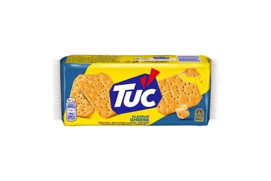 tuc flavour cheese 100g - Imavug TUC cheese crackers pack on a white background, blue and yellow wrapper with crackers visible.
